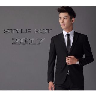 Bộ Vest Nam form ôm body màu đen (áo vest + quần tây + cà vạt nơ)