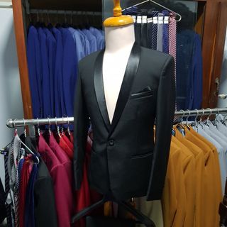 [Full Size] Bộ vest nam body kiểu cổ tròn màu đen giá sỉ