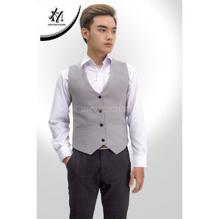 Áo Gile Nam Tông Xám Ghi Form Ôm Body Full Size Tặng Nơ Đen giá sỉ