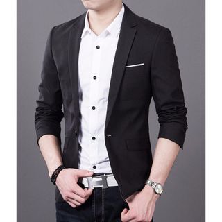 Bộ vest nam full size màu đen chất liệu vải poly mềm mỏng (áo vest+quần+cà vạt+nơ)