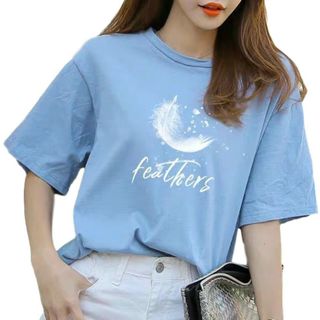Áo thun áo phông nữ cổ tròn in hình lông vũ cách điệu thun cotton siêu đẹp