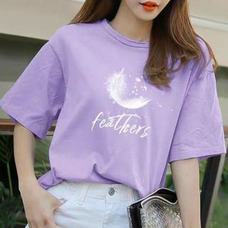 Áo thun áo phông nữ cổ tròn in hình lông vũ cách điệu thun cotton siêu đẹp