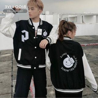 Áo khoác nhung 2 lớp kiểu bomber thêu G mặt tròn đẹp