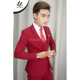 Combo Bộ Vest Nam Ôm Body + Gile + áo sơ mi + phụ kiện