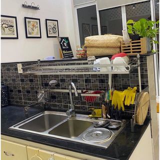 Kệ úp bát, úp chén inox trên bồn rửa - Kệ úp bát Inox đa năng - Gia Dụng Hồng Kỳ
