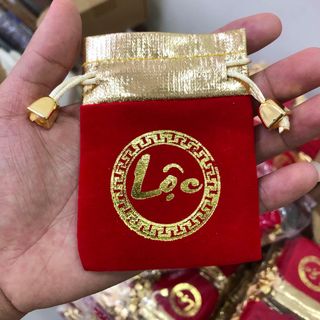 Túi Gấm Đỏ In Chữ Phúc - Lộc May Mắn 7x9cm