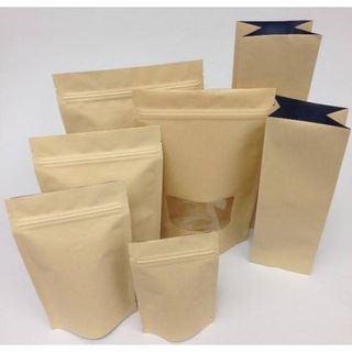 1kg Túi zip giấy Kraft đáy đứng có cửa sổ hoặc không cửa sổ khách chọn