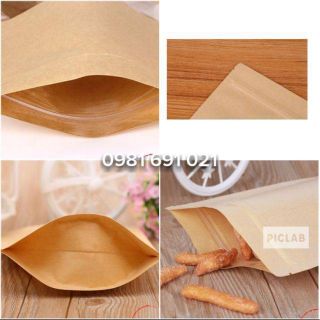 1kg Túi zip giấy Kraft đáy đứng có cửa sổ hoặc không cửa sổ khách chọn
