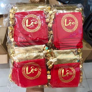 Sỉ Túi Nhung Túi Gấm đỏ chữ Lộc giá tốt, Túi đựng Xu, Túi Đựng Đồ Phong Thủy, Túi đựng Đồ Trang Sức