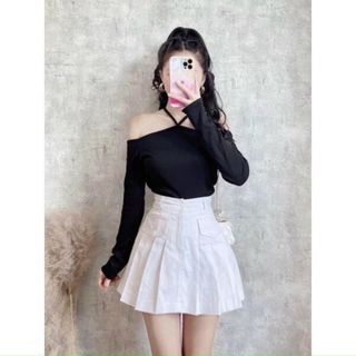 Chân váy kaki cạp khuy trước chun sau