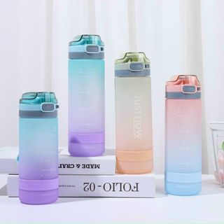 Bình Nước Nắp Bật Có Ống Hút JUST NOW 600ml, Bình Nước thể thao, tập gym