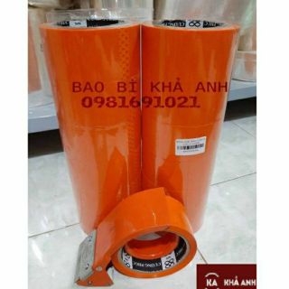 Băng Keo MÀU CAM FREESHIP Quấn hàng siêu dính chắc trang trí hàng hóa - 1 cây 6 cuộn - BAO BÌ KHẢ ANH