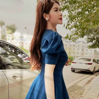ĐẦM XOÈ XANH TAY XẾP LI CÁCH ĐIỆU - DT1594 - 165