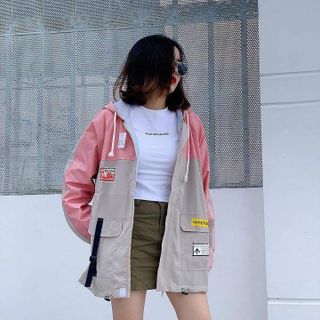Áo khoác kaki mềm form bự logo thêu