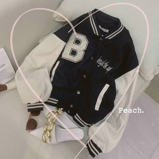 Áo khoác da lộn bomber kiểu croptop logo thêu form 70kg