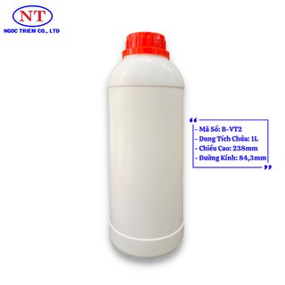 Bình Nhựa HDPE Tròn 1L Nắp Garenty- MS B-VT2