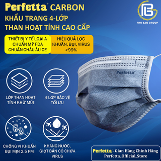 [Thùng] Khẩu Trang Cao Cấp Khử Mùi Than Hoạt Tính Carbon - Perfetta - 20 Hộp/Thùng giá sỉ