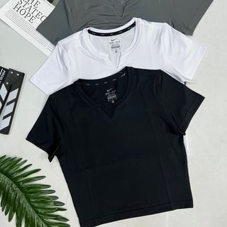 Đồ Thể Thao Áo Croptop Nữ Cổ V Hàng Chuẩn Form, Vải Đẹp