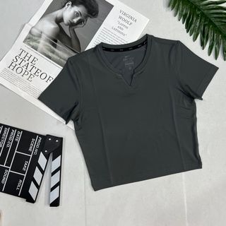 Đồ Thể Thao Áo Croptop Nữ Cổ V Hàng Chuẩn Form, Vải Đẹp