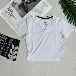 Đồ Thể Thao Áo Croptop Nữ Cổ V Hàng Chuẩn Form, Vải Đẹp