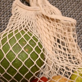 Túi lưới vintage màu be dây dài bền chắc, túi nữ đi biển đi siêu thị