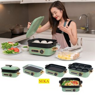 Nồi Lẩu Điện Đa Năng Seka SK86 - 4,5 lít Nồi Lẩu Điện Công Suất Lớn, Kiểm Soát Nhiệt An Toàn - Hàng chính hãng, Thiết kế 4 khay rời có Bề mặt Mịn - công nghệ chống dính cao Dễ tháo lắp khi sử dụng