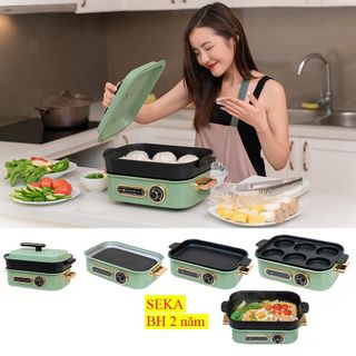 Nồi Lẩu Điện Đa Năng Seka SK86 - 4,5 lít Nồi Lẩu Điện Công Suất Lớn, Kiểm Soát Nhiệt An Toàn - Hàng chính hãng, Thiết kế 4 khay rời có Bề mặt Mịn - công nghệ chống dính cao Dễ tháo lắp khi sử dụng