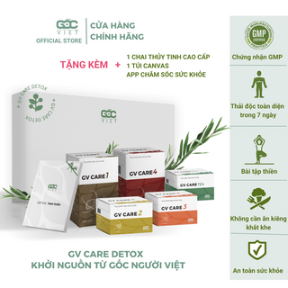 DETOX THẢI ĐỘC GV CARE 7 NGÀY – TẶNG KÈM BÌNH NƯỚC THUỶ TINH CAO CẤP, APP CHĂM SÓC SỨC KHỎE, TÚI ĐỰNG CANVAS giá sỉ