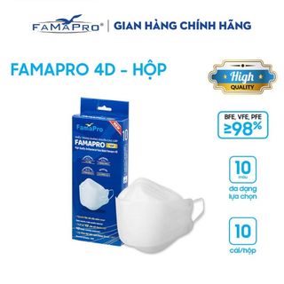 [HỘP-10 CÁI] Khẩu trang y tế cao cấp kháng khuẩn 3 lớp Famapro 4D