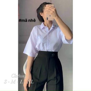 Sơ mi học sinh kate mịn form 50kg đến 68kg