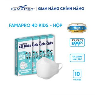[4D MASK KIDS (KF94)- COMBO 4- HỘP 10 CÁI] Khẩu trang y tế trẻ em cao cấp kháng khuẩn 3 lớp Famapro 4D Kids