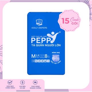 [HOT] Tã, bỉm quần người già Peppy size M - 8 miếng/gói-Combo 15 gói giá sỉ