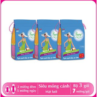 [HOT] Băng vệ sinh PEPPY( A02) 3 gói, lưới siêu thấm, siêu mỏng cánh-Combo 3 gói (5 miếng ban ngày + 2 miếng ban đêm)/gó