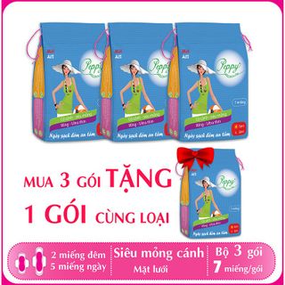 [HOT] Băng vệ sinh PEPPY( A02) 3 gói tặng 1 gói-Lưới siêu thấm-Siêu mỏng cánh-5 miếng ban ngày + 2 miếng ban đêm
