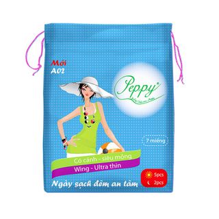 [HOT] Băng vệ sinh PEPPY( A02) 3 gói tặng 1 gói-Lưới siêu thấm-Siêu mỏng cánh-5 miếng ban ngày + 2 miếng ban đêm