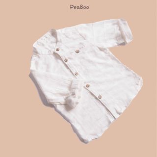 Áo sơ mi dài tay bé trai PeaBoo chất liệu linen thoáng mát.
