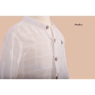 Áo sơ mi dài tay bé trai PeaBoo chất liệu linen thoáng mát.