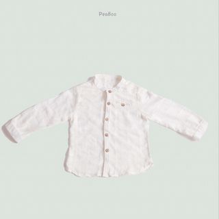Áo sơ mi dài tay bé trai PeaBoo chất liệu linen thoáng mát.