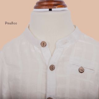 Áo sơ mi dài tay bé trai PeaBoo chất liệu linen thoáng mát.