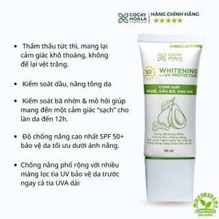 (Mẫu mới) Kem chống nắng chiết xuất nghệ, dầu bơ, rau má cocayhoala 30ml