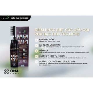 Dầu Gội Lich5 - Thảo Dược Đen Tóc Cocayhoala làm đen tóc trong 5 phút - Dạng chai lược chải tiện dụng 200ml