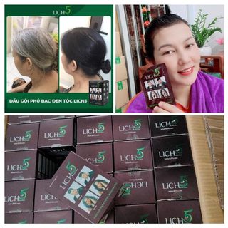 Dầu Gội Thảo Dược Đen Tóc Lich5 Hộp 10 gói cocayhoala
