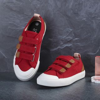Giày Sneaker Vải Nữ E01 Quai Dán Nữ Tính Red