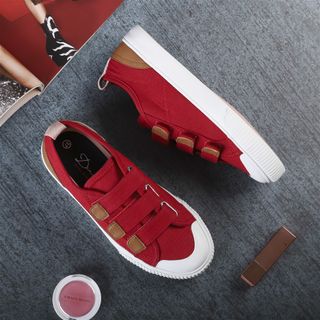 Giày Sneaker Vải Nữ E01 Quai Dán Nữ Tính Red