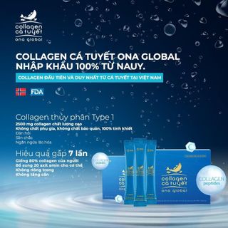Collagen cá tuyết Nauy - ONA GOBAL làm đẹp da, da săn chắc, căng bóng,ẩm mượt hộp 30 gói