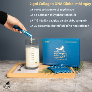 Collagen cá tuyết Nauy - ONA GOBAL làm đẹp da, da săn chắc, căng bóng,ẩm mượt hộp 30 gói