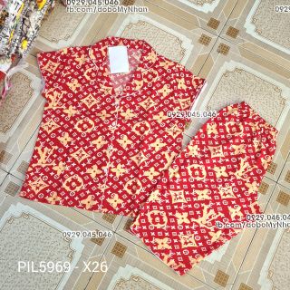 [60-70KG] Bộ mặc nhà Pijama lửng vải lụa hàn cao cấp mát mịn - PL6070 - X26 giá sỉ