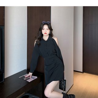 ĐẦM SƠ MI TAY DÀI CUT OUT - DT1601