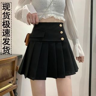 Chân váy xếp ly 4 khuy cạp cao tôn dáng 2 màu đen trắng