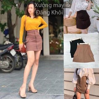 Chân váy cạp cao túi sườn , túi nắp vuông sịn